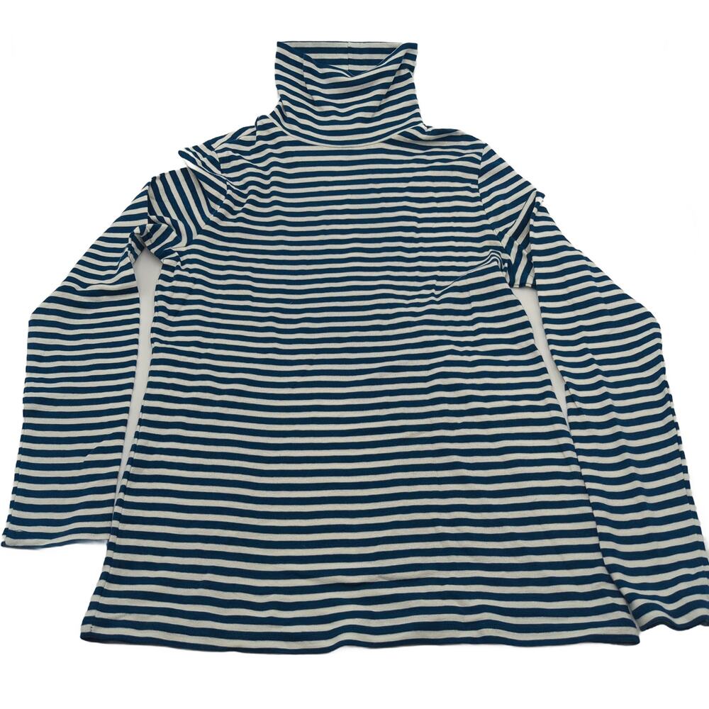 Charter Club M Pima Cotton Blue White Stripe Turtleneck